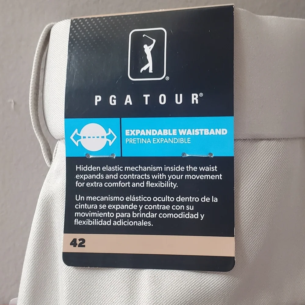 PGA Tour Men's Classic Light Creamy Tan Flat Front Shorts. Sz 42 NWT